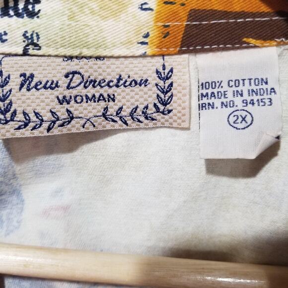 New Direction Woman Jacket Womens 2X Multicolor Art Print Cotton Button Front - Picture 3 of 8